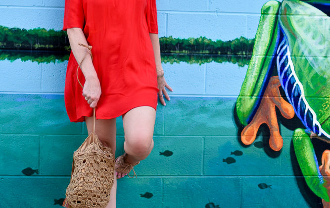 red off the shoulder dress